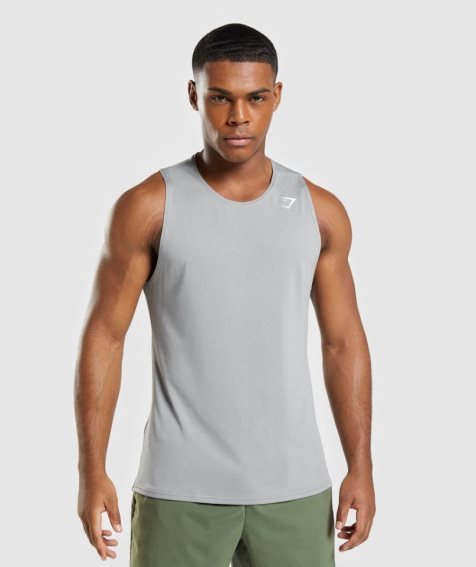 Men's Gymshark Arrival Tanks Light Grey | NZ 8VORXM